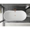 Mexen Montana freistehende Badewanne 180 x 90 cm, weiß, Überlauf gebürstetes Kupfer - 52011809000-65