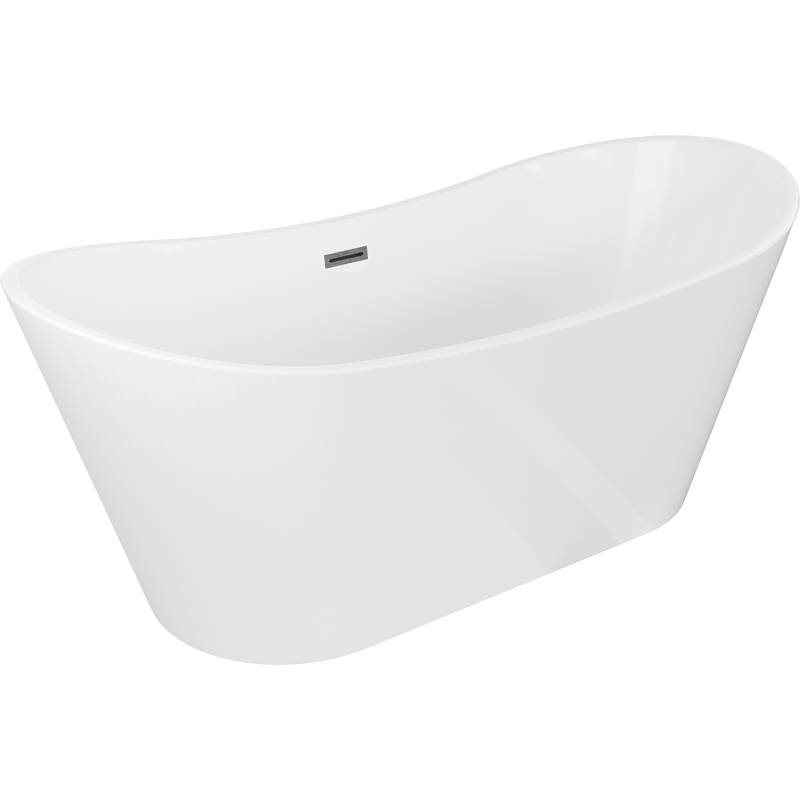 Mexen Montana freistehende Badewanne 180 x 90 cm, weiß, Überlauf Gun Gray gebürstet - 52011809000-66