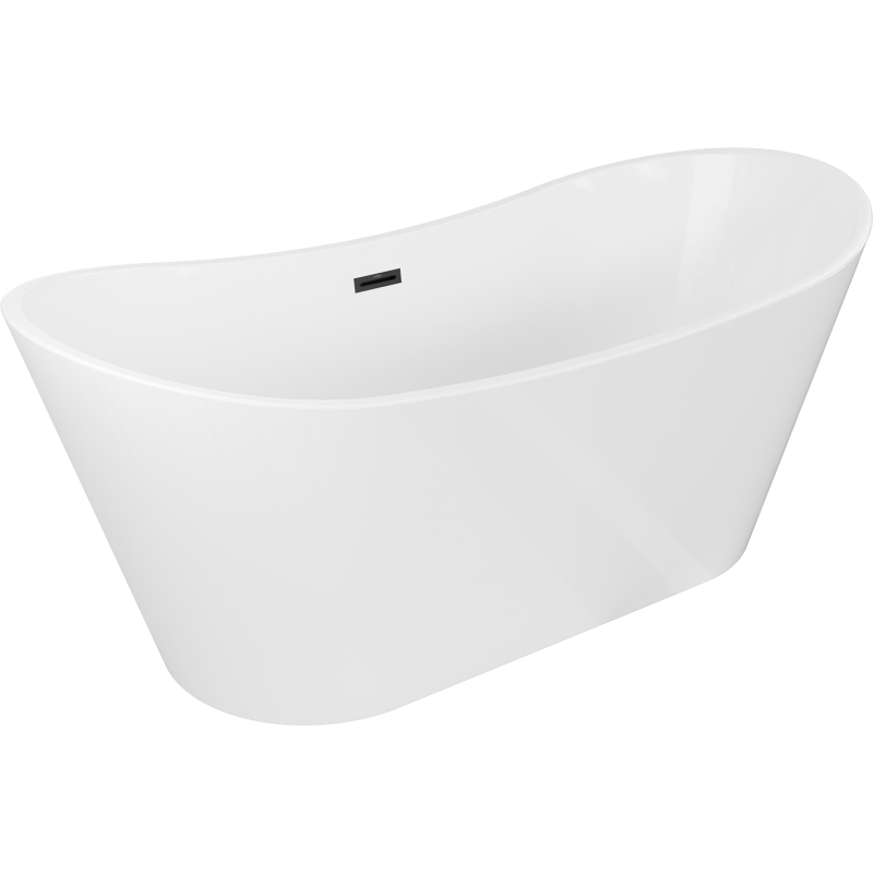 Mexen Montana freistehende Badewanne 180 x 90 cm, weiß, schwarzer Überlauf - 52011809000-70