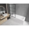 Mexen Vega Rechteckige Badewanne 170 x 70 cm mit Verkleidung und 1-flügeliger Sichtschutz 70 cm, schwarzes Muster