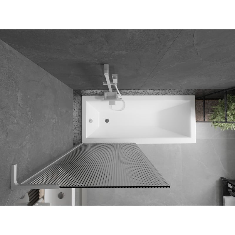 Mexen Next L Duschwand für Badewanne 1-flügelig 80 x 150 cm, gestreift, weiß - 895-080-000-03-09-20