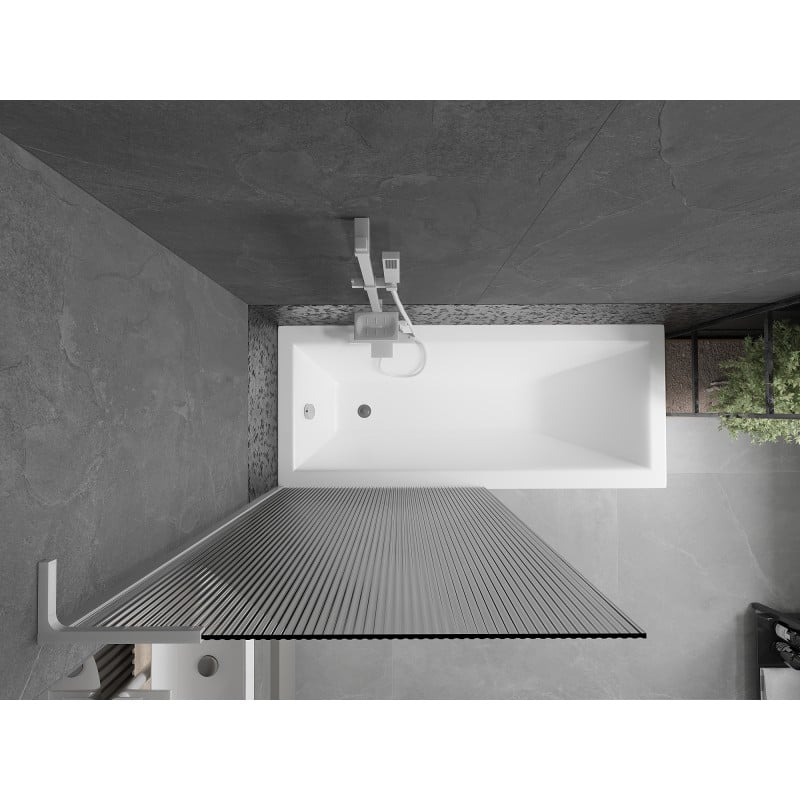 Mexen Next L Badewannenfaltwand 1-flügelig 90 x 150 cm, Streifen, Weiß - 895-090-000-03-09-20