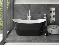 Mexen Montana freistehende Badewanne 180 x 90 cm, weiß/schwarz, weißer Überlauf - 52011809075-20