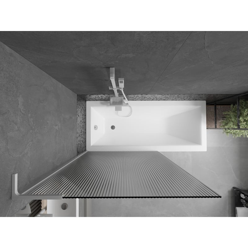 Mexen Next L Badewannenfaltwand 1-flügelig 100 x 150 cm, Streifen, weiß - 895-100-000-03-09-20