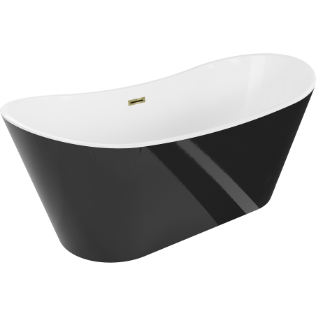 Mexen Montana freistehende Badewanne 180 x 90 cm, weiß/schwarz, Überlauf gold - 52011809075-50