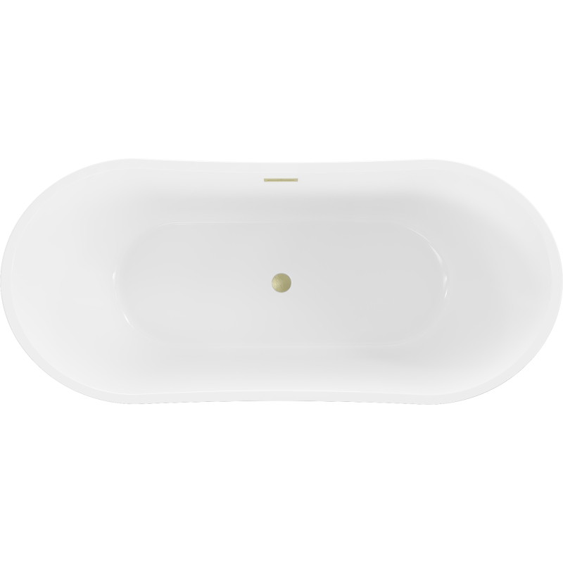 Mexen Montana freistehende Badewanne 180 x 90 cm, weiß/schwarz, Überlauf gold gebürstet - 52011809075-55