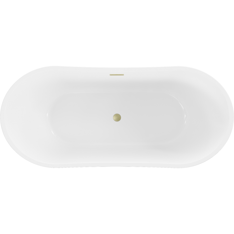 Mexen Montana freistehende Badewanne 180 x 90 cm, weiß/schwarz, Überlauf in gebürstetem Gold - 52011809075-55
