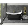 Mexen Montana freistehende Badewanne 180 x 90 cm, weiß/schwarz, Überlauf in gebürstetem Gold - 52011809075-55