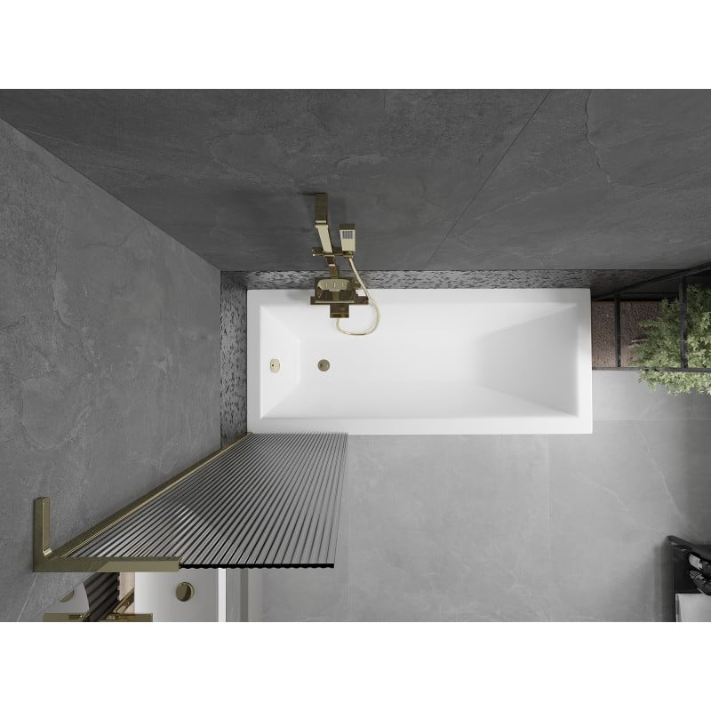 Mexen Next L Badewannenabtrennung 1-flügelig 50 x 150 cm, gestreift, gold - 895-050-000-03-09-50