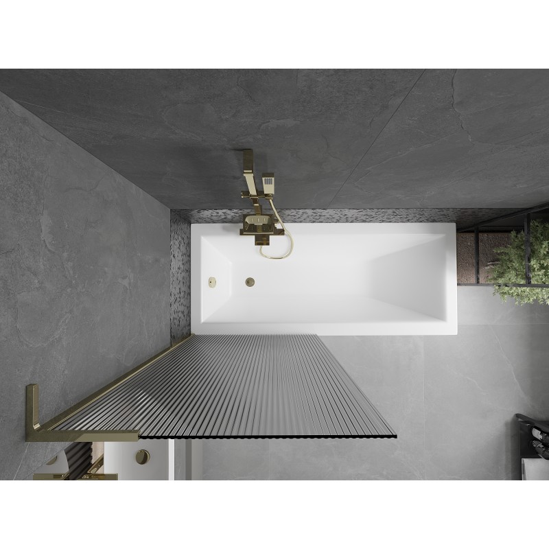 Mexen Next L Badewannenfaltwand 1-flügelig 80 x 150 cm, Streifen, Gold - 895-080-000-03-09-50