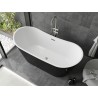 Mexen Montana freistehende Badewanne 180 x 90 cm, weiß/schwarz, Überlauf gebürsteter Nickel - 52011809075-97