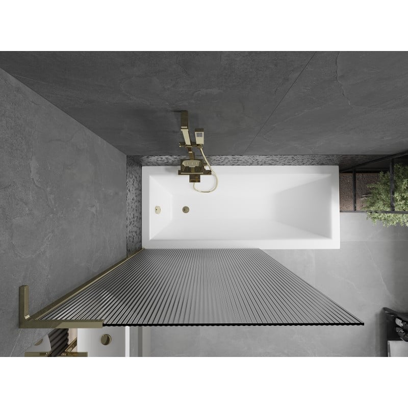 Mexen Next L Badewannenabtrennung 1-flügelig 100 x 150 cm, Streifen, Gold - 895-100-000-03-09-50