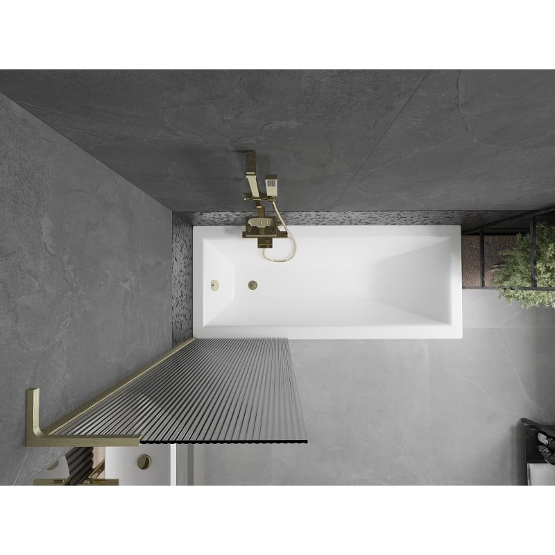 Mexen Next L Badewannenfaltwand 1-flügelig 60 x 150 cm, Streifen, gebürstetes Gold - 895-060-000-03-09-55