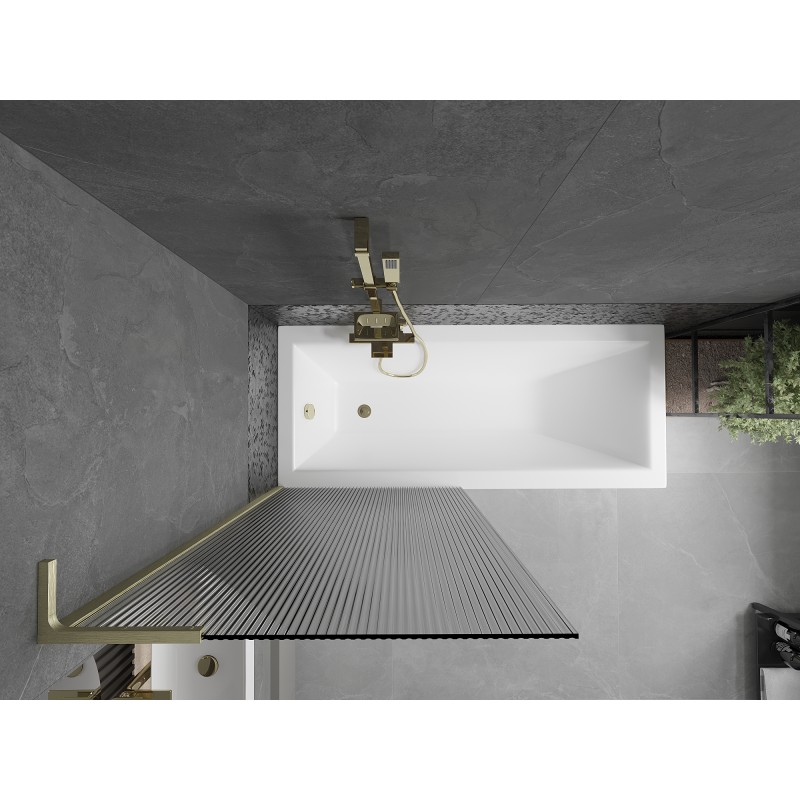 Mexen Next L Badewannenfaltwand 1-flügelig 80 x 150 cm, Streifen, gebürstetes Gold - 895-080-000-03-09-55
