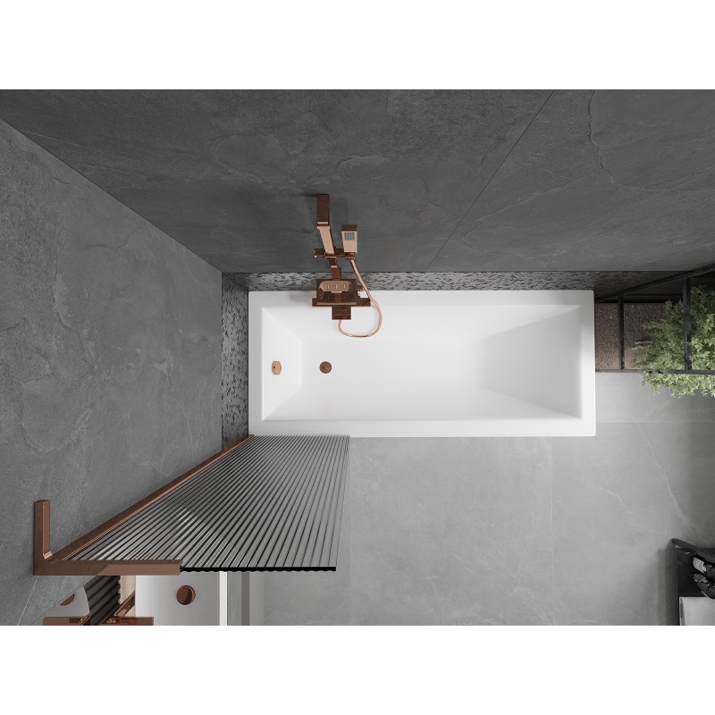 Mexen Next L Badewannenfaltwand 1-flügelig 50 x 150 cm, Streifen, Roségold - 895-050-000-03-09-60