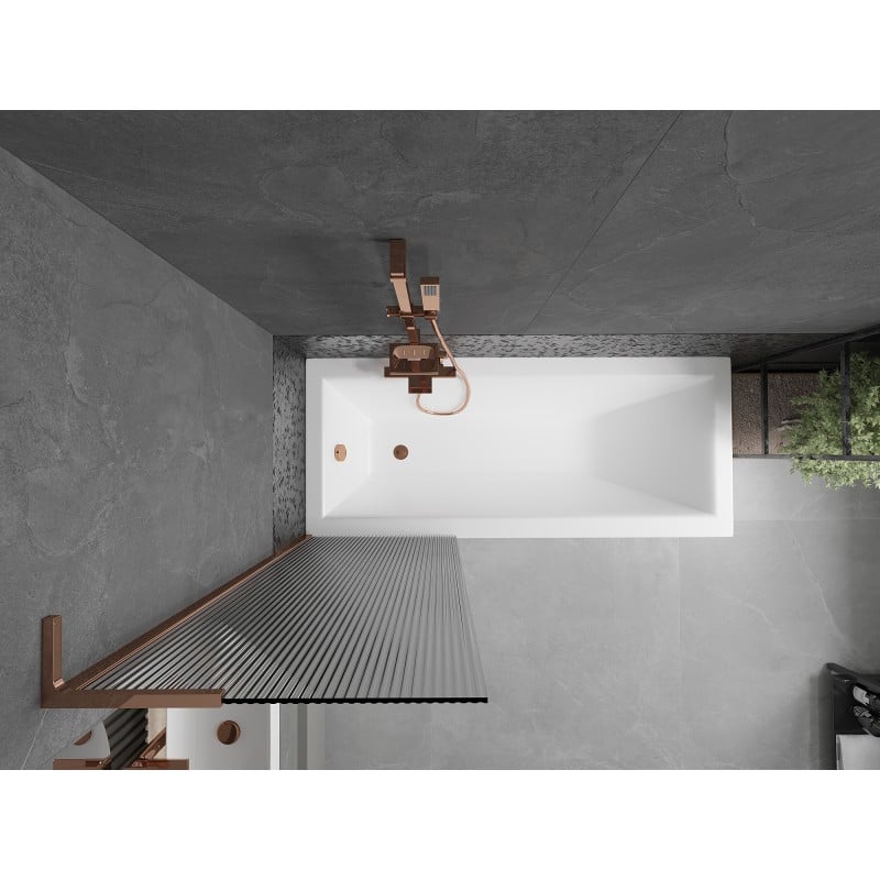 Mexen Next L Badewannenwand 1-flügelig 60 x 150 cm, Streifen, Roségold - 895-060-000-03-09-60