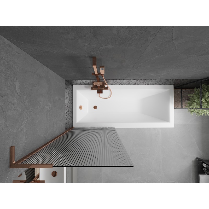 Mexen Next L Badewannenabtrennung 1-flügelig 70 x 150 cm, Streifen, Roségold - 895-070-000-03-09-60