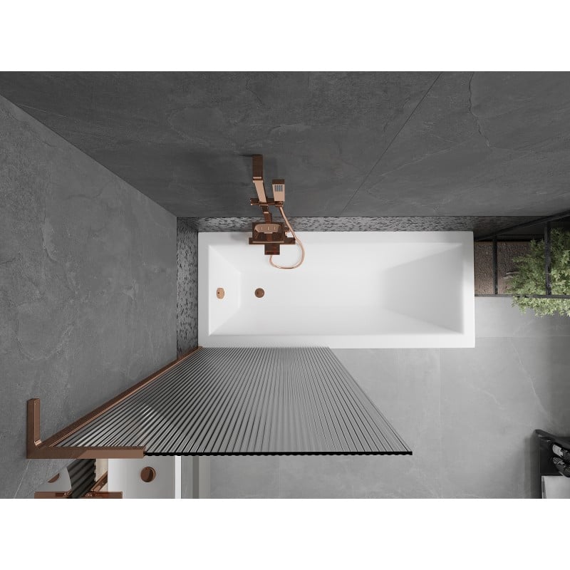 Mexen Next L Badewannenfaltwand 1-flügelig 80 x 150 cm, Streifen, Roségold - 895-080-000-03-09-60