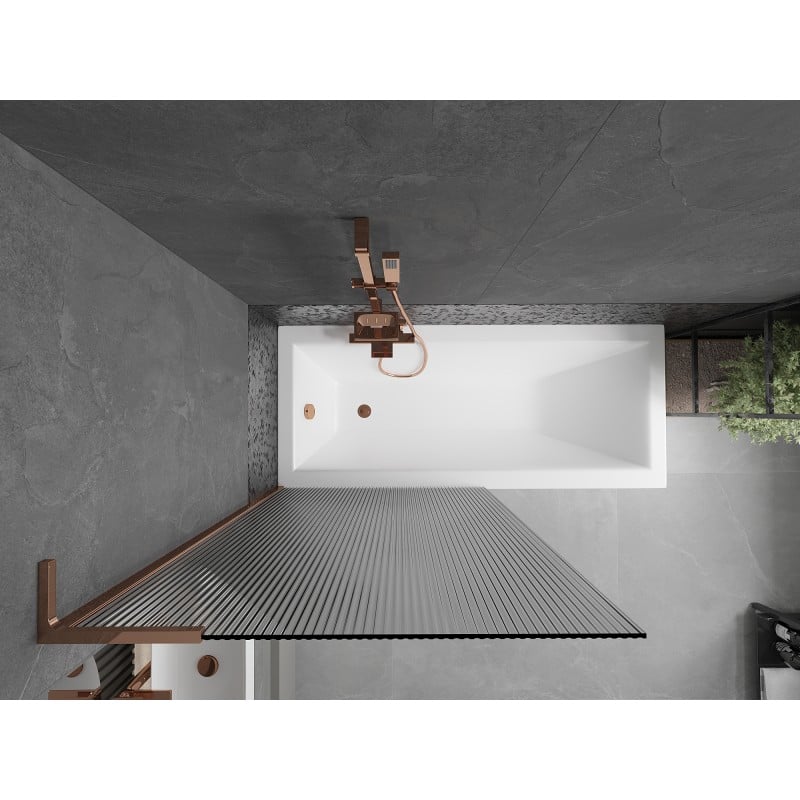 Mexen Next L Badewannenfaltwand 1-flügelig 90 x 150 cm, Streifen, Roségold - 895-090-000-03-09-60