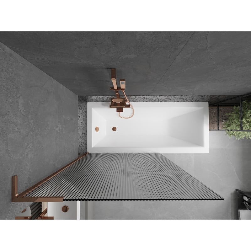 Mexen Next L Badewannenabtrennung 1-flügelig 100 x 150 cm, Streifen, Roségold - 895-100-000-03-09-60