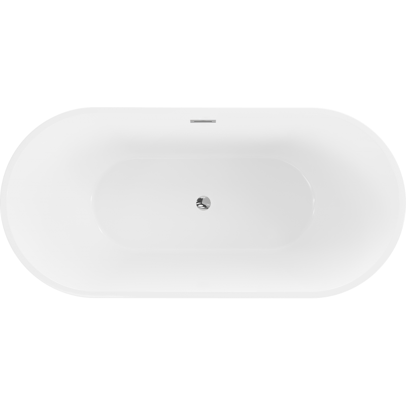 Mexen Luna freistehende Badewanne 160 x 75 cm, weiß, Überlauf Chrom - 52031607500-01