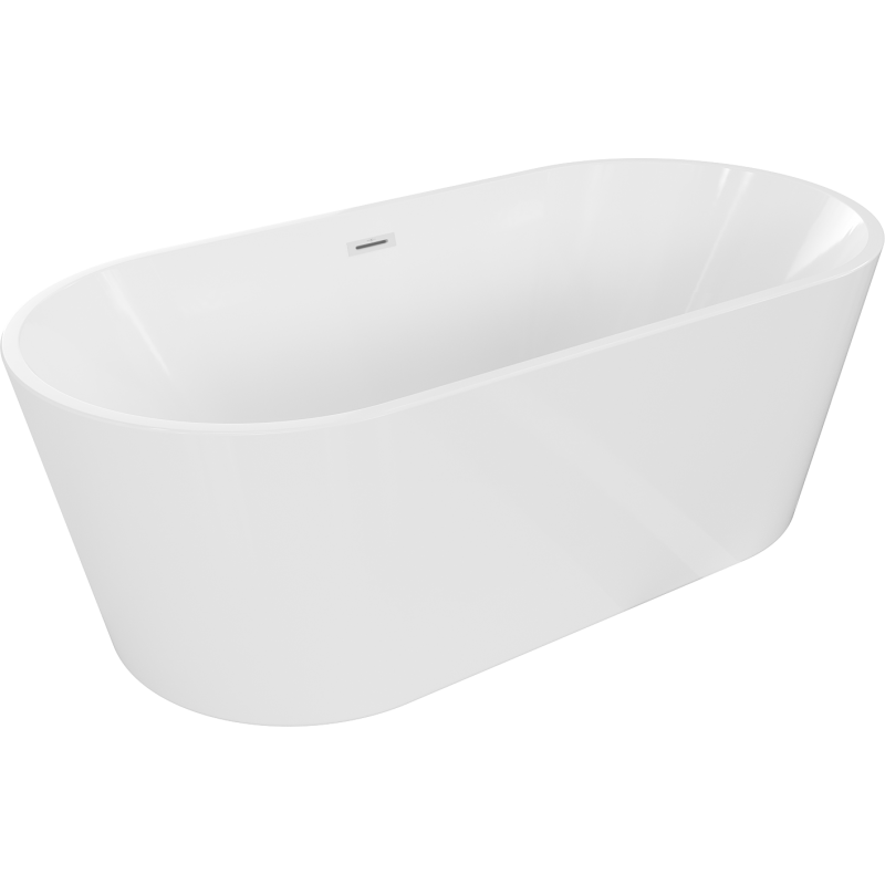 Mexen Luna freistehende Badewanne 160 x 75 cm, weiß, weißer Überlauf - 52031607500-20