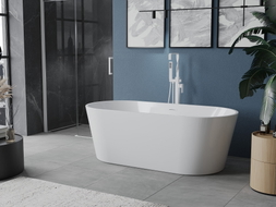 Mexen Luna freistehende Badewanne 150 x 75 cm, weiß, Überlauf weiß - 52031507500-20