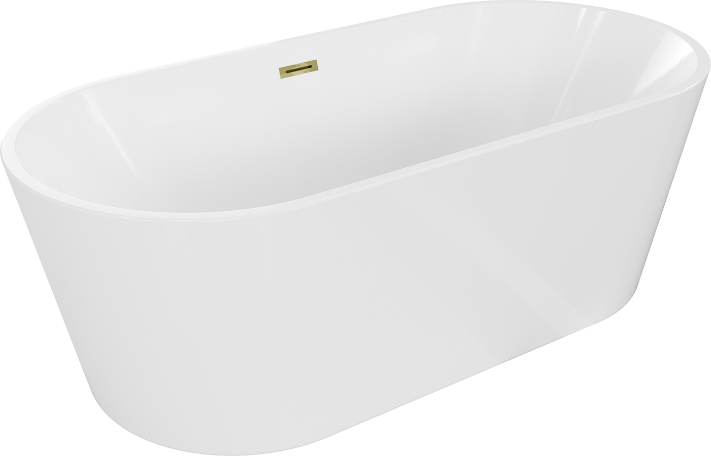 Mexen Luna freistehende Badewanne 150 x 75 cm, weiß, mit Überlauf in Gold - 52031507500-50