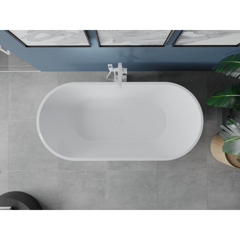 Mexen Luna freistehende Badewanne 160 x 75 cm, weiß, weißer Überlauf - 52031607500-20