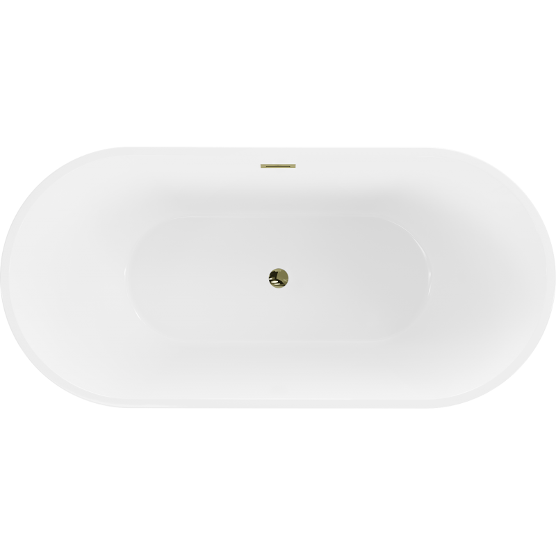 Mexen Luna freistehende Badewanne 160 x 75 cm, weiß, Überlauf gold - 52031607500-50
