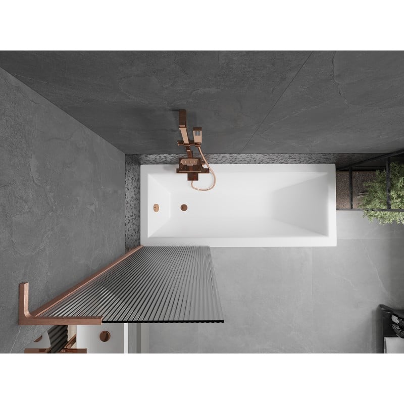 Mexen Next L Badewannenaufsatz 1-flügelig 60 x 150 cm, Streifen, gebürstetes Kupfer - 895-060-000-03-09-65