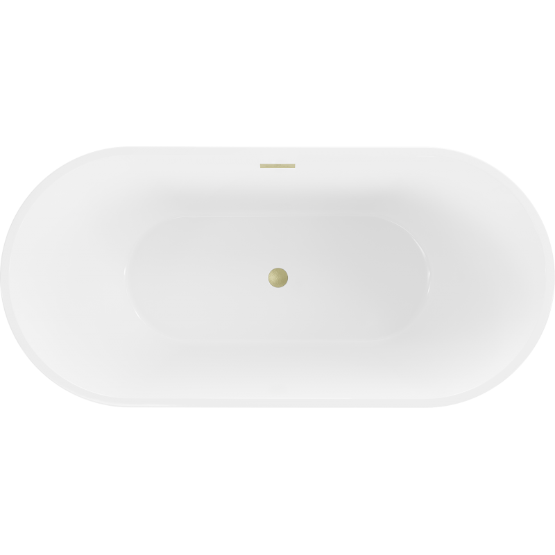 Mexen Luna freistehende Badewanne 150 x 75 cm, weiß, Überlauf in gebürstetem Gold - 52031507500-55