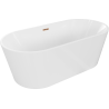 Mexen Luna freistehende Badewanne 150 x 75 cm, weiß, Überlauf Roségold - 52031507500-60