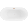 Mexen Luna freistehende Badewanne 150 x 75 cm, weiß, Überlauf gebürstetes Kupfer - 52031507500-65
