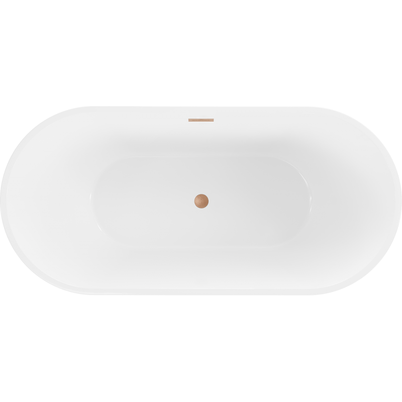 Mexen Luna freistehende Badewanne 160 x 75 cm, weiß, überlauf gebürstetes Kupfer - 52031607500-65