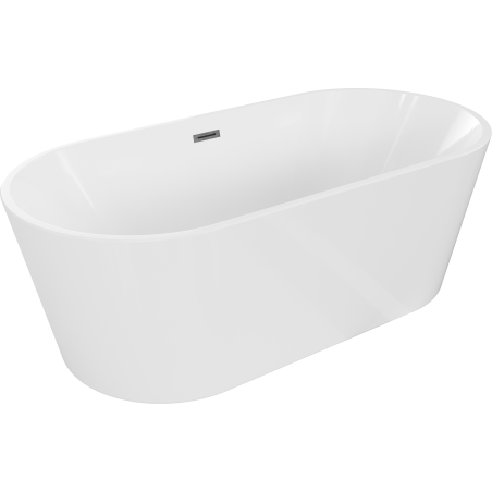 Mexen Luna freistehende Badewanne 160 x 75 cm, weiß, Abfluss gun-gray gebürstet - 52031607500-66