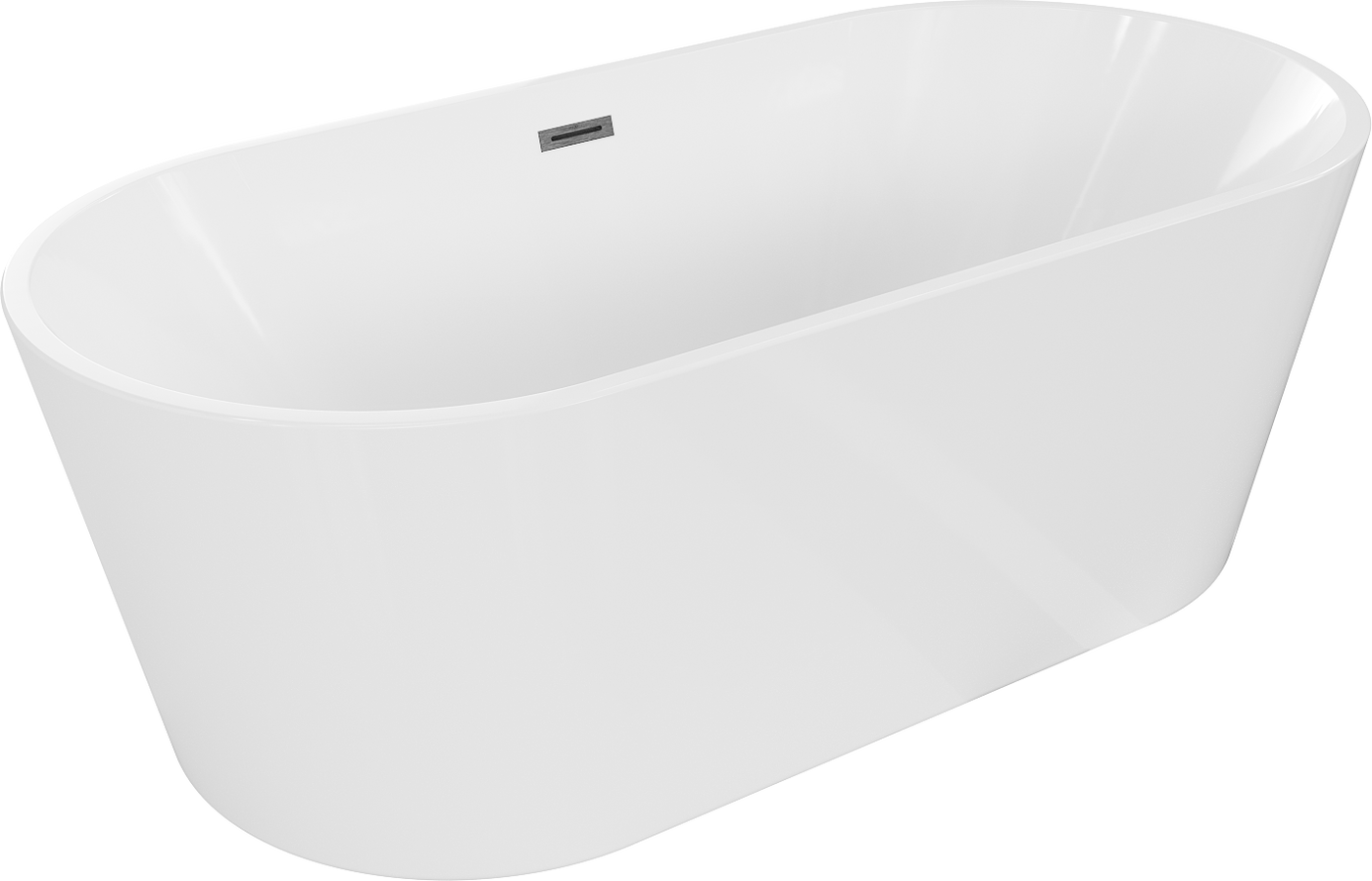 Mexen Luna freistehende Badewanne 160 x 75 cm, weiß, Abfluss gun-gray gebürstet - 52031607500-66