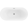 Mexen Luna freistehende Badewanne 160 x 75 cm, weiß, schwarzer Überlauf - 52031607500-70