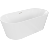 Mexen Luna freistehende Badewanne 150 x 75 cm, weiß, Überlauf gebürsteter Nickel - 52031507500-97