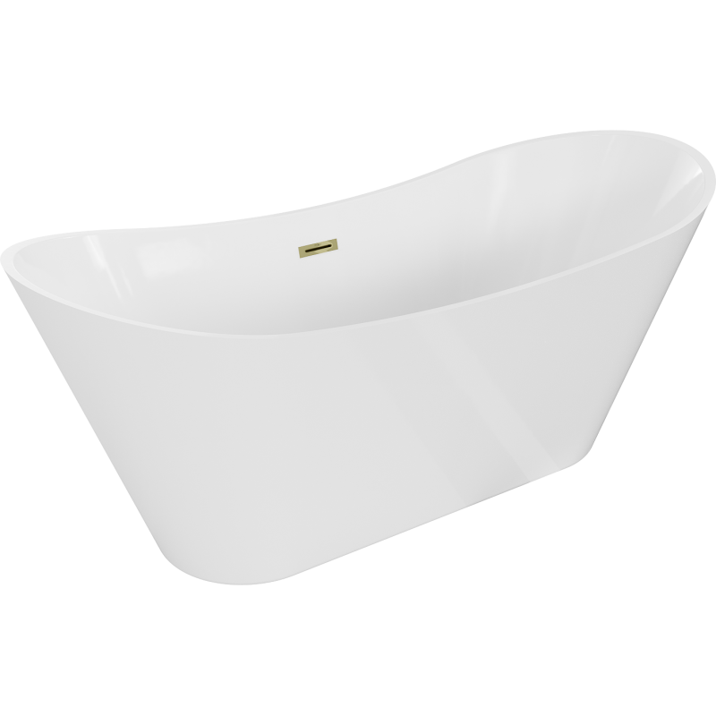 Mexen Celia freistehende Badewanne 170 x 75 cm, weiß, Überlauf gold - 52331707500-50