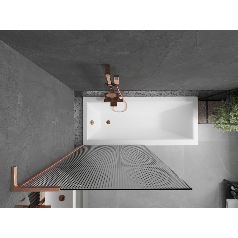 Mexen Next L Badewannenfaltwand 1-flügelig 90 x 150 cm, Streifen, gebürstetes Kupfer - 895-090-000-03-09-65