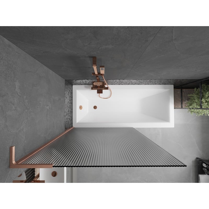 Mexen Next L Badewannenfaltwand 1-flügelig 100 x 150 cm, Streifen, gebürstetes Kupfer - 895-100-000-03-09-65