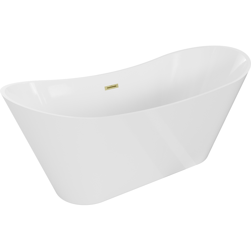 Mexen Celia freistehende Badewanne 170 x 75 cm, weiß, Überlauf gebürstet gold - 52331707500-55