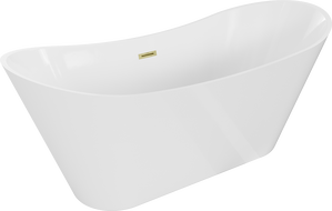 Mexen Celia freistehende Badewanne 170 x 75 cm, weiß, Überlauf gebürstet gold - 52331707500-55