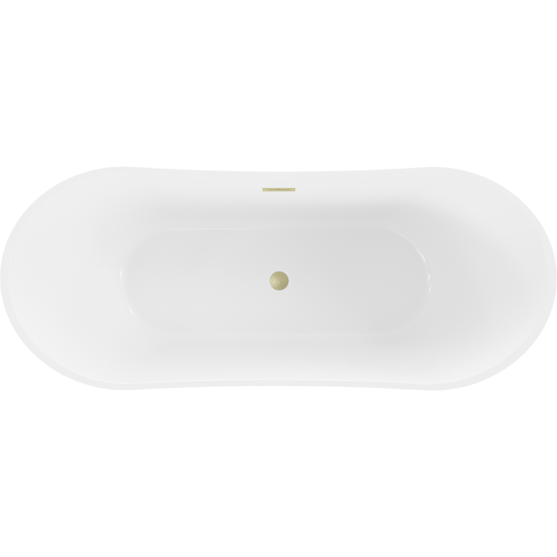 Mexen Celia freistehende Badewanne 170 x 75 cm, weiß, Überlauf gebürstet gold - 52331707500-55