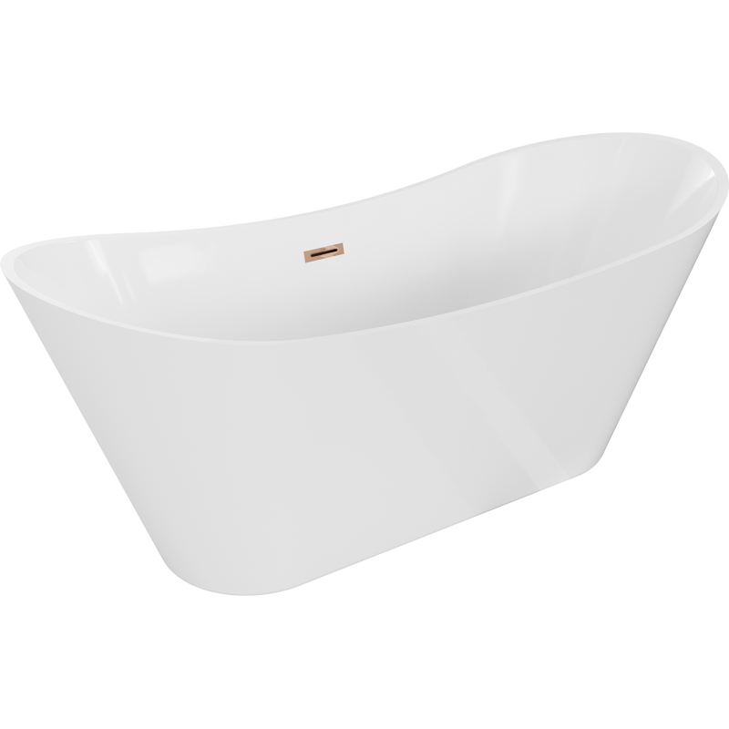 Mexen Celia freistehende Badewanne 170 x 75 cm, weiß, Überlauf Roségold - 52331707500-60