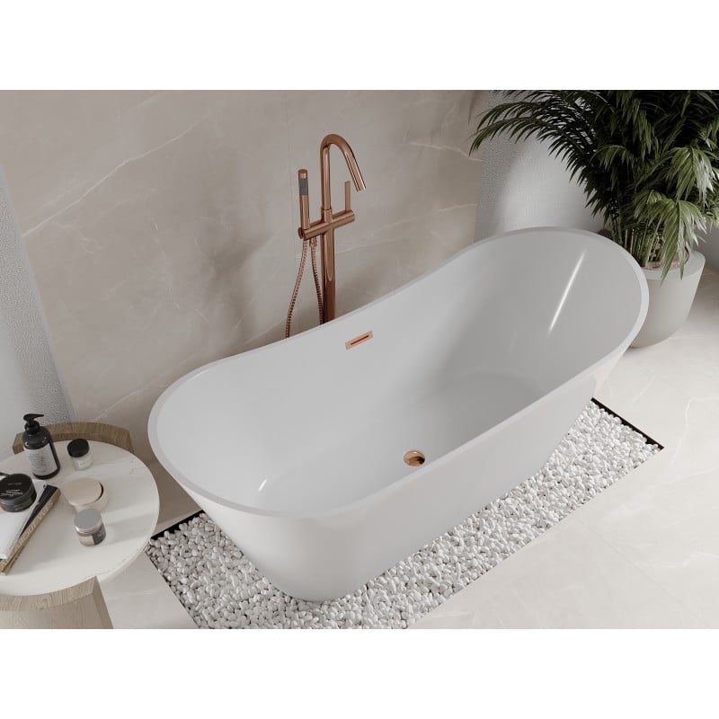 Mexen Celia freistehende Badewanne 170 x 75 cm, weiß, Überlauf Roségold - 52331707500-60