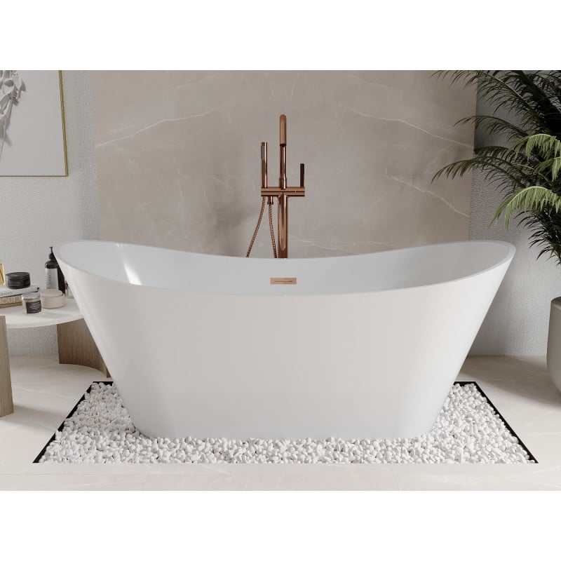 Mexen Celia freistehende Badewanne 170 x 75 cm, weiß, Überlauf Roségold - 52331707500-60