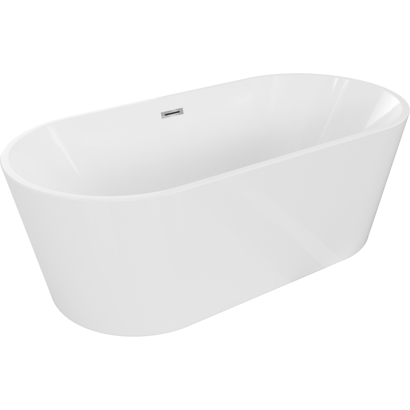 Mexen Luna freistehende Badewanne 180 x 80 cm, weiß, Überlauf Chrom - 52031808000-01