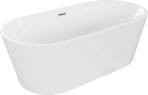 Mexen Luna freistehende Badewanne 180 x 80 cm, weiß, Überlauf Chrom - 52031808000-01